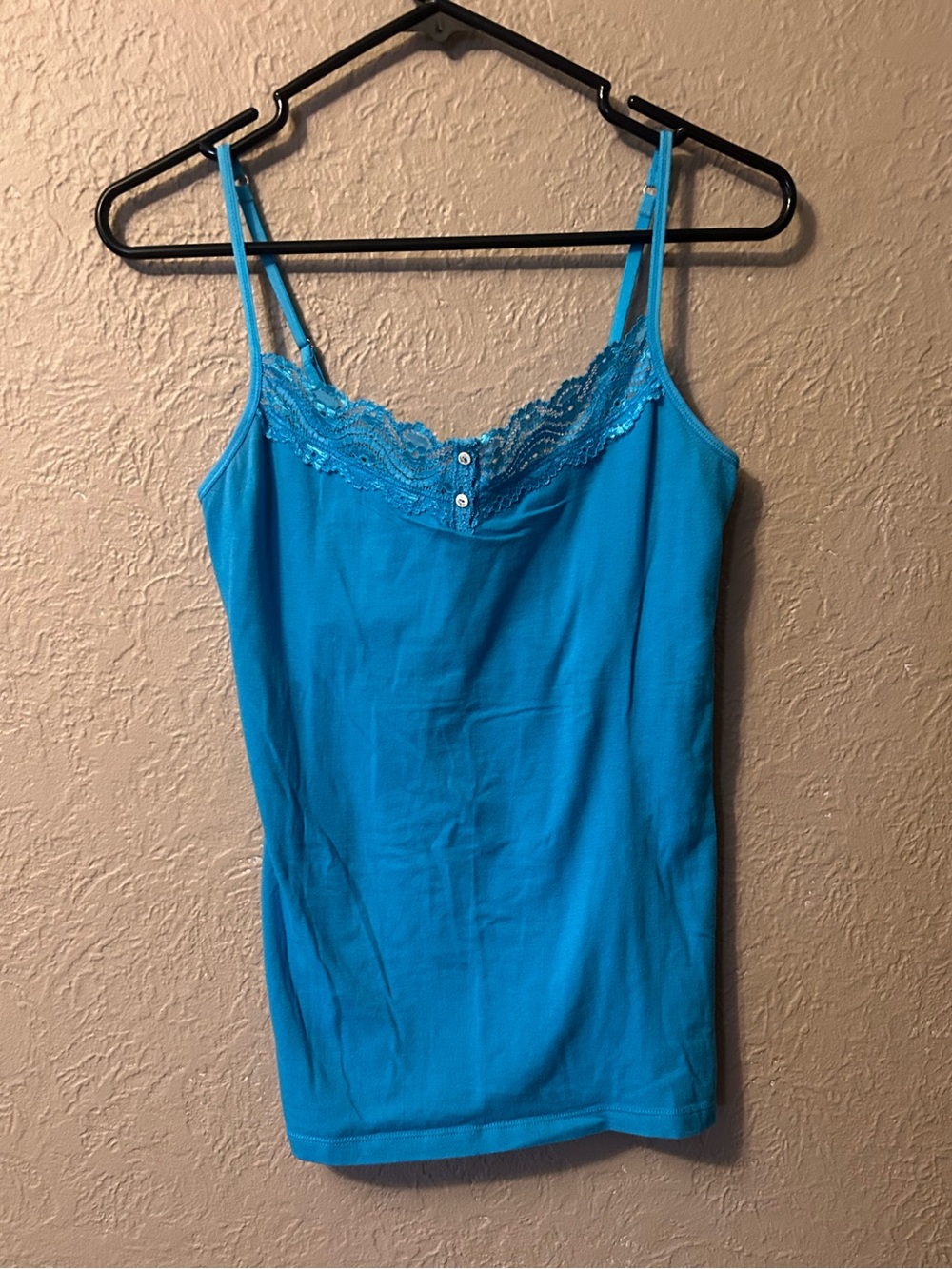 Victoria's Secret Bright Turquoise Lace-Trim Spaghetti Strap Camisole
